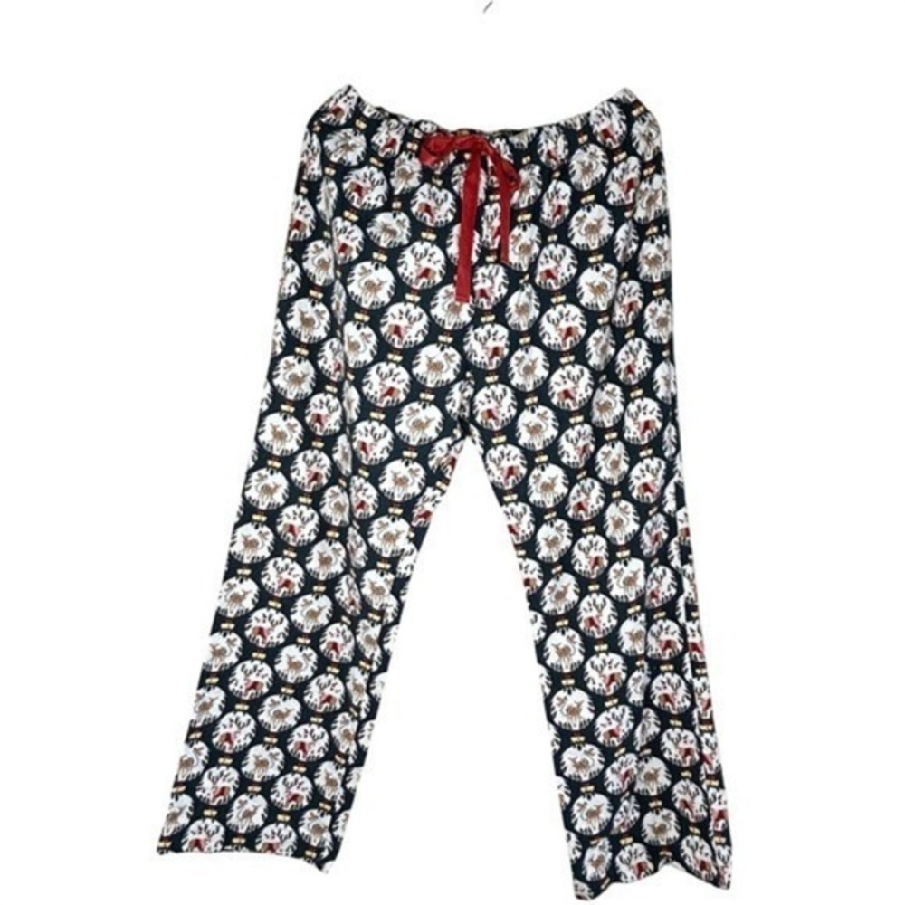 Vera Bradley Christmas Reindeer Snow Globe Cotton Flannel Pajama Pants Large